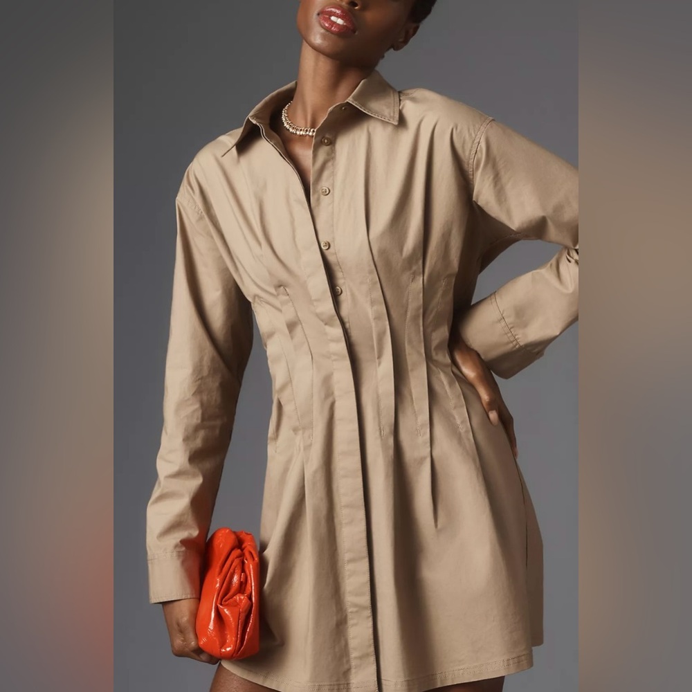 Anthropologie Pilcro Women’s Pintuck Mini Shirt Dress SP Small Petite EUC